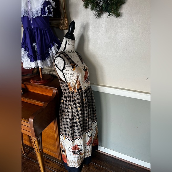 🧡 Rare Vintage Handmade Halloween Witch Black Cat Pumpkin Harvest Dress M‼️FINAL - Picture 6 of 9